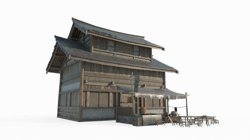 Asian ancient architecture shops houses 3D Model .c4d .max .obj .3ds .fbx .stl .blend 