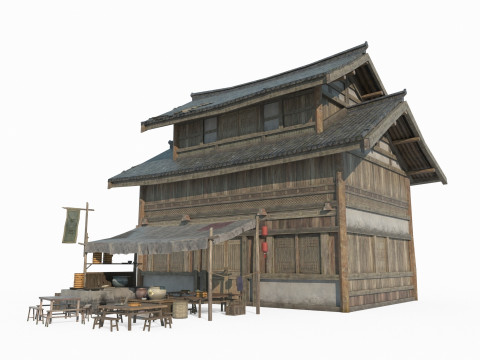 Asian ancient architecture shops houses 3D Model