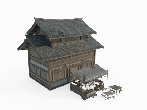 Asian ancient architecture shops houses 3D Model