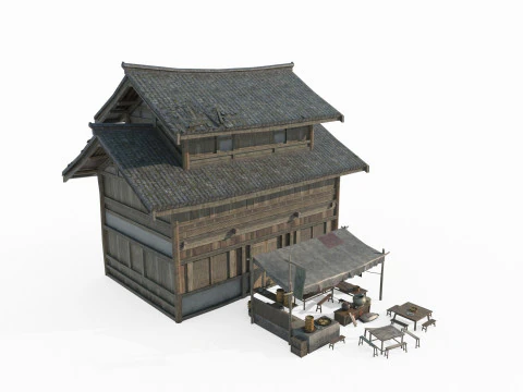 Asian ancient architecture shops houses 3D Model