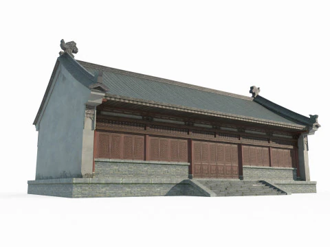 Casa di piastrelle di architettura antica asiatica Modello 3D