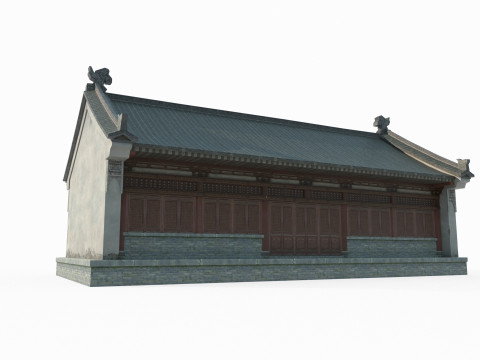 Asian ancient architecture tile house Model 3D