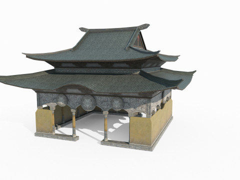 Asian Ancient Architecture Temples Modèle 3D