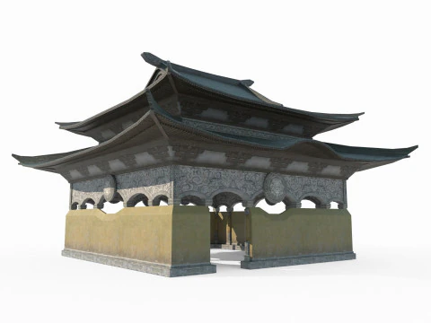 Asian Ancient Architecture Temples 3D Model