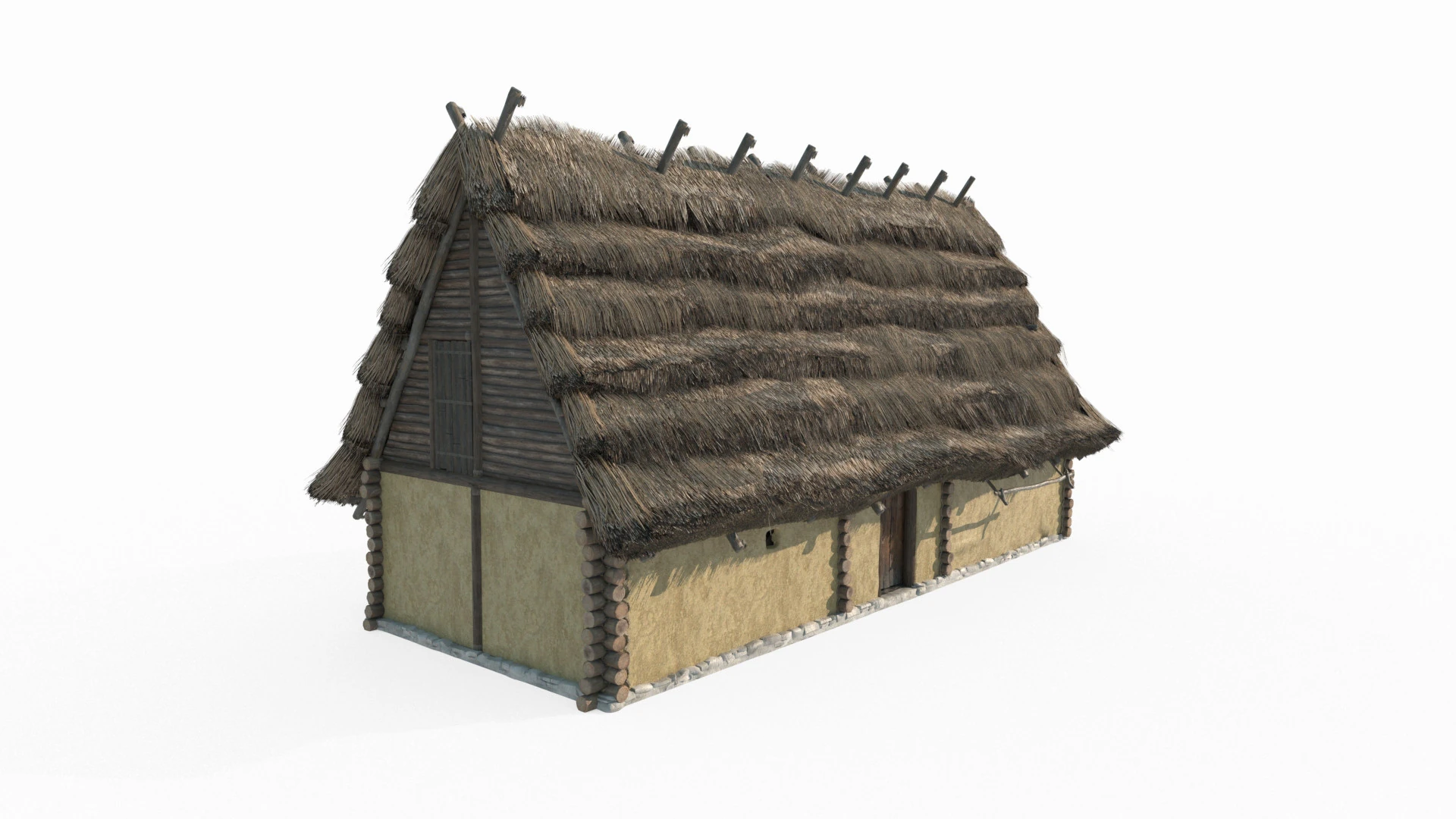 Medieval thatched cottages 3D Model .c4d .max .obj .3ds .fbx .stl .blend