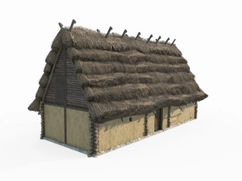 中世の茅葺き小屋 3Dモデル