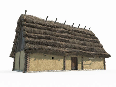 Medieval thatched cottages 3D Model