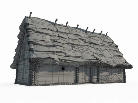 Medieval thatched cottages 3D Model