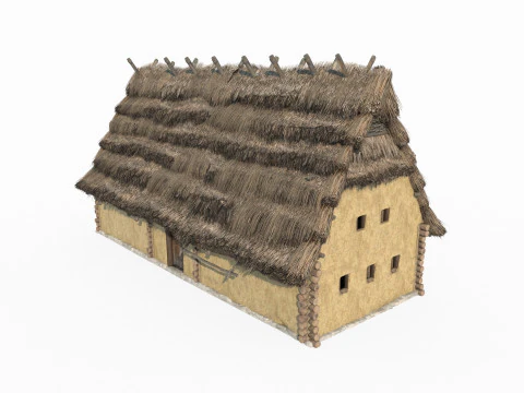 Medieval thatched cottages 3D Model