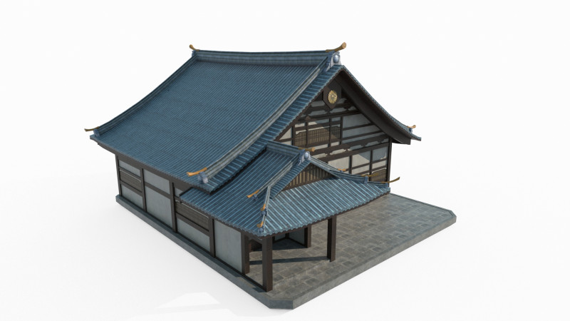 Asian ancient architectural houses Modelo 3D .c4d .max .obj .3ds .fbx .stl .blend 
