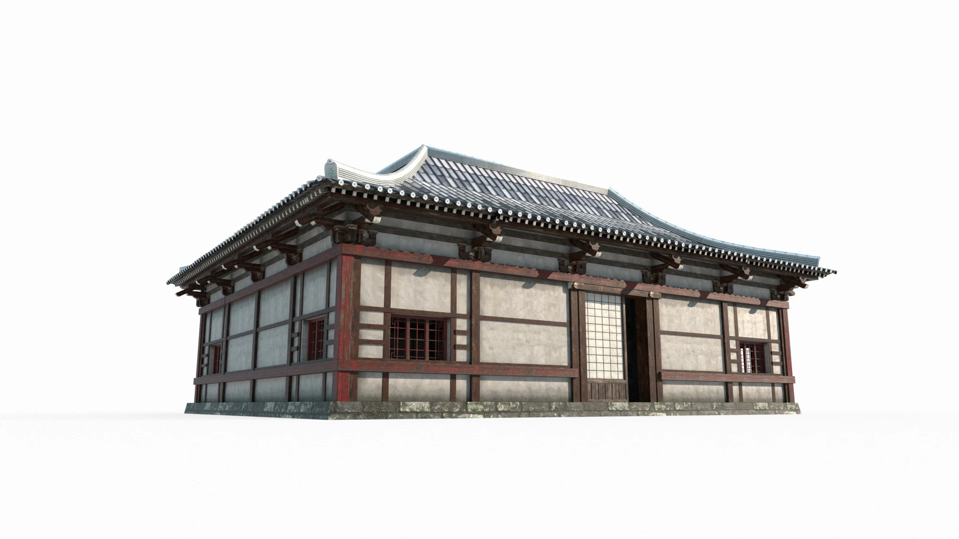 Asian ancient architecture tile house 3D Model .c4d .max .obj .3ds .fbx .stl .blend 