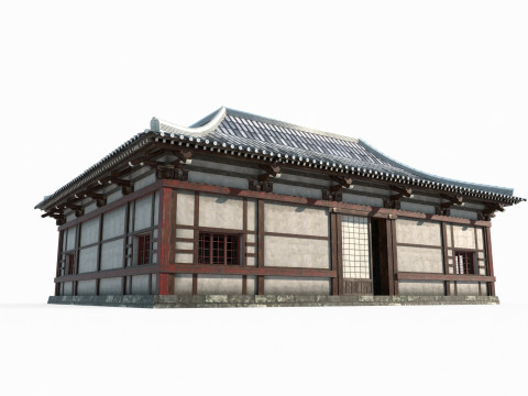 Asian ancient architecture tile house Modelo 3D