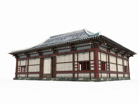 Asian ancient architecture tile house 3D Model