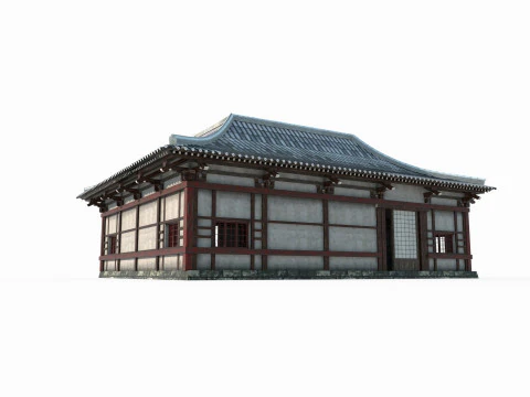 Asian ancient architecture tile house 3D Model