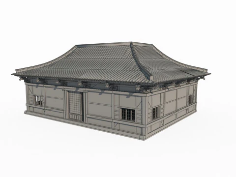 Asian ancient architecture tile house 3D Model