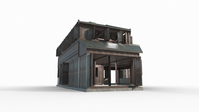 Asian Ancient Architecture Inn 3D 模型 .c4d .max .obj .3ds .fbx .stl .blend 