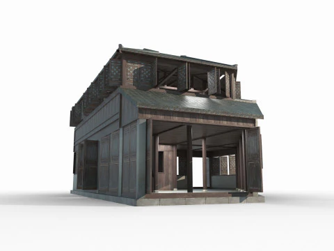 Zajazd o azjatyckiej architekturze starożytnej Model 3D