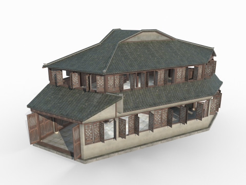Asian Ancient Architecture Inn 3D 模型
