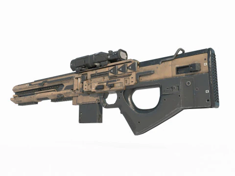 Fucile a fuoco continuo con arma fantascientifica del futuro Modello 3D