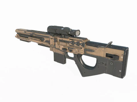 Fucile a fuoco continuo con arma fantascientifica del futuro Modello 3D