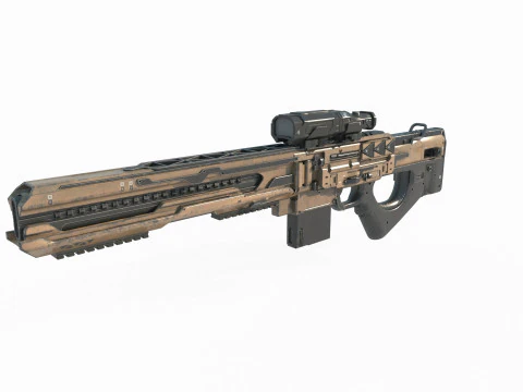 Fucile a fuoco continuo con arma fantascientifica del futuro Modello 3D