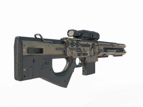 Fucile a fuoco continuo con arma fantascientifica del futuro Modello 3D