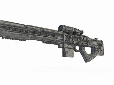 Fucile a fuoco continuo con arma fantascientifica del futuro Modello 3D