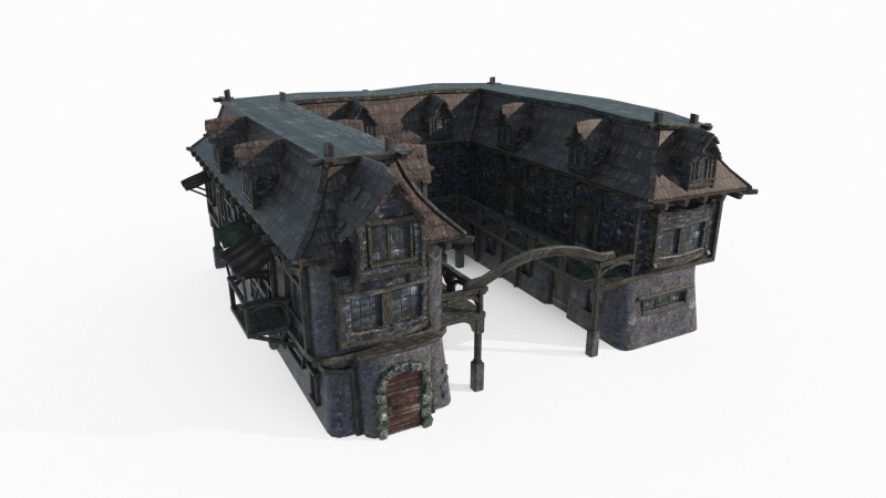Medieval Architecture Hotel Modelo 3D .c4d .max .obj .3ds .fbx .stl .blend 