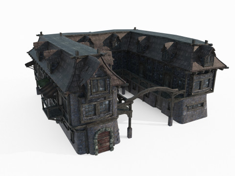 Medieval Architecture Hotel 3D Modell