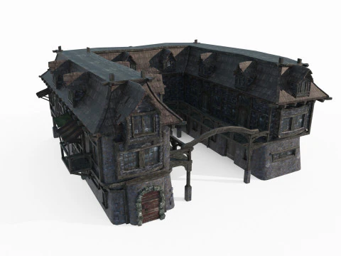 中世建築のホテル 3Dモデル