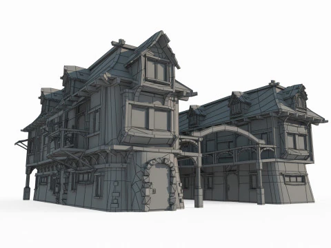 Medieval Architecture Hotel 3D Model