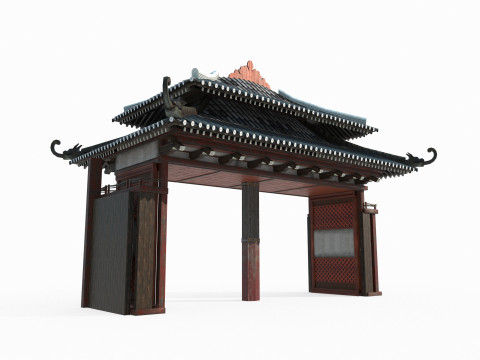 Asian ancient luxury gate 3D Modell