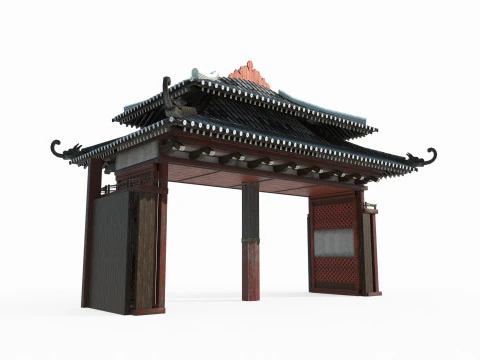 Азиатские древние роскошные ворота 3D Модель