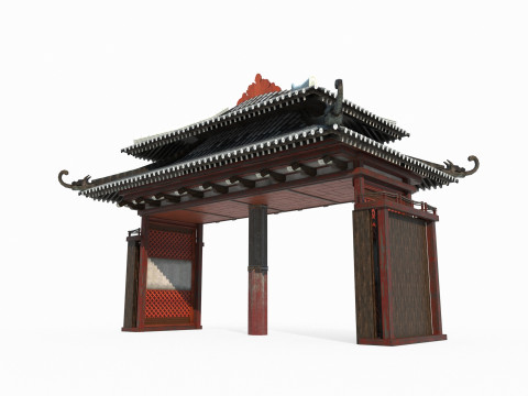 Asian ancient luxury gate 3D 模型