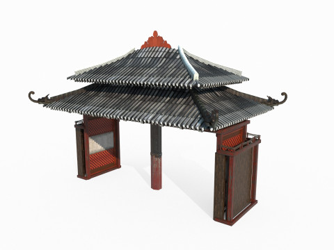 Asian ancient luxury gate 3D 模型