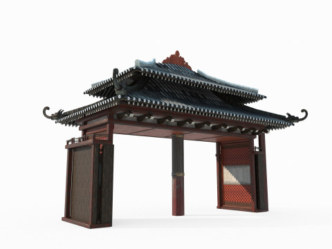 Asian ancient luxury gate 3D 模型
