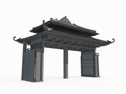 Asian ancient luxury gate 3D 模型