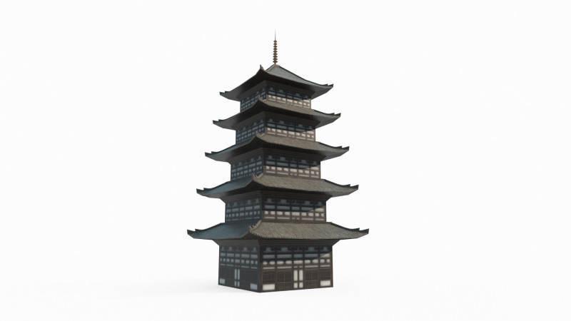 Asian ancient architecture tower 3D 模型 .c4d .max .obj .3ds .fbx .stl .blend 