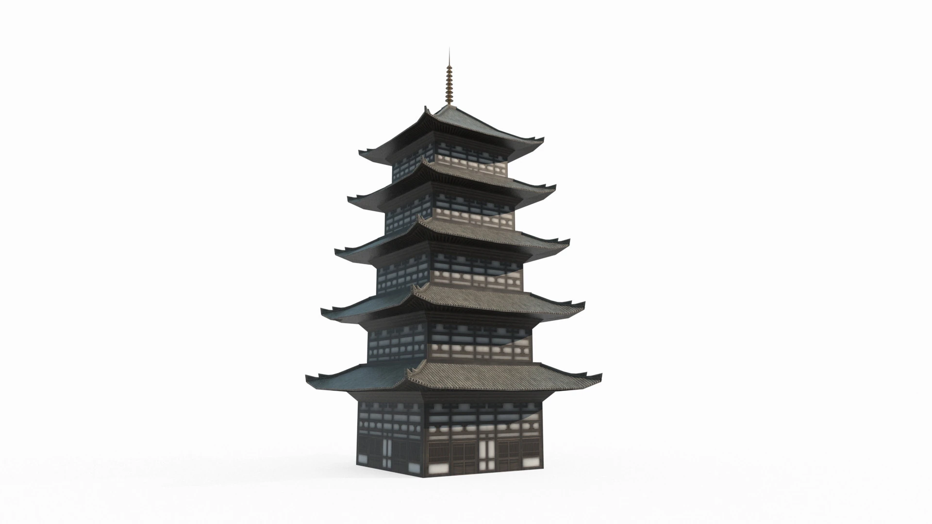 Asian ancient architecture tower 3D Model .c4d .max .obj .3ds .fbx .stl .blend 