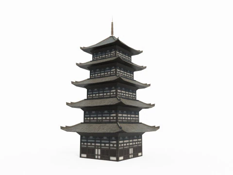 Asian ancient architecture tower 3D Model