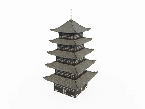 Asian ancient architecture tower 3D Model