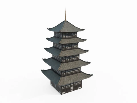 Asian ancient architecture tower 3D Model