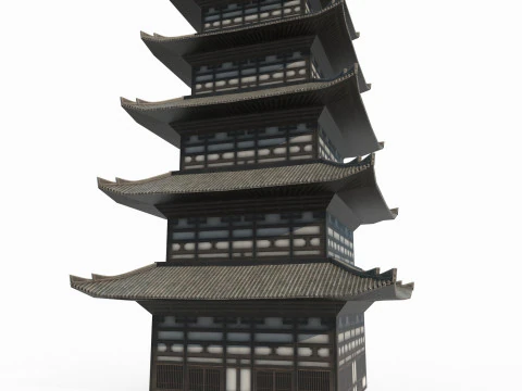 Asian ancient architecture tower 3D Model