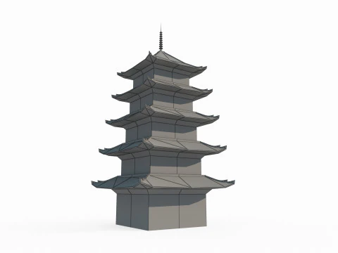 Asian ancient architecture tower 3D Model