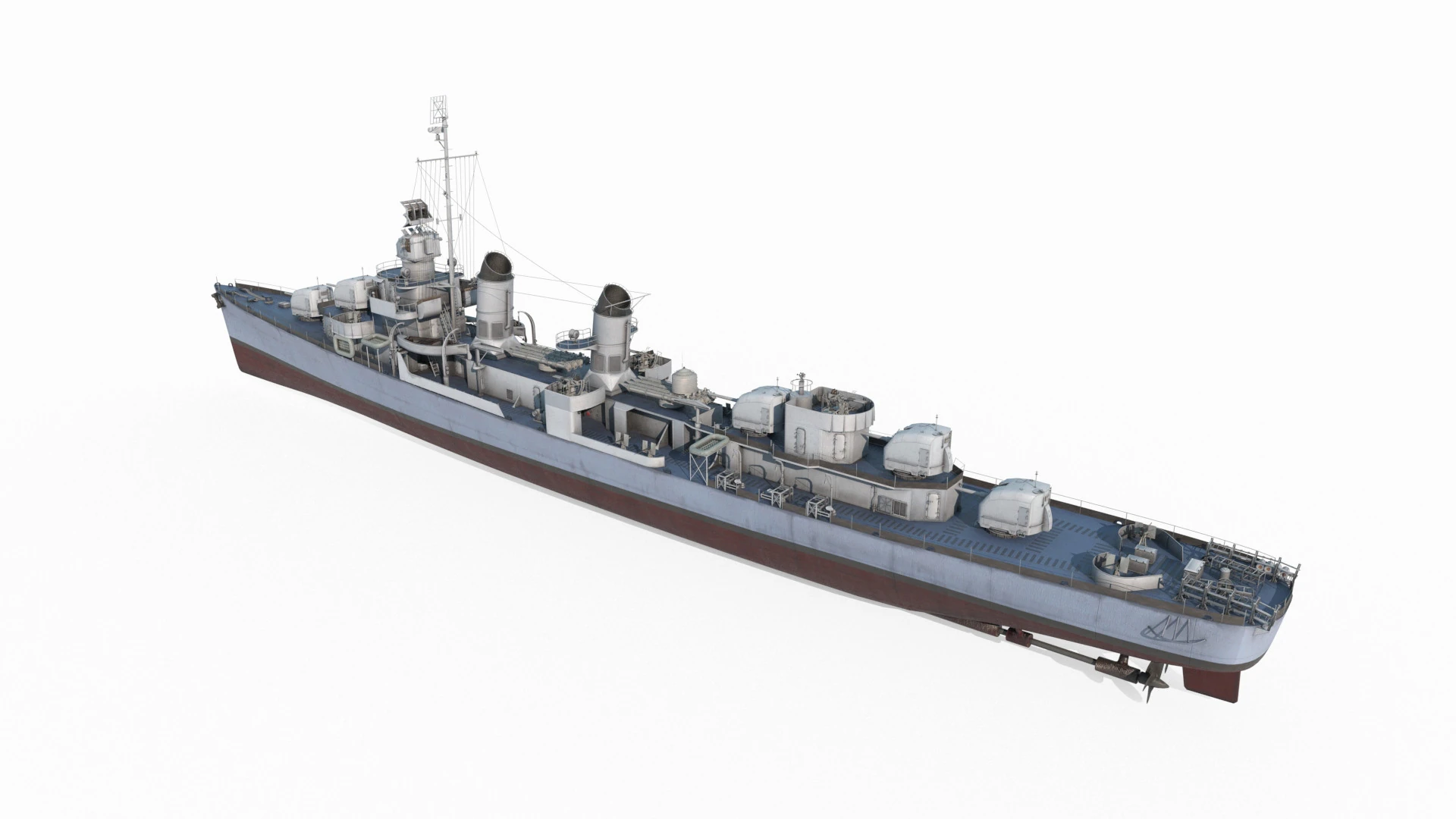 Modern waterborne destroyer 3D Model .c4d .max .obj .3ds .fbx .stl .blend 