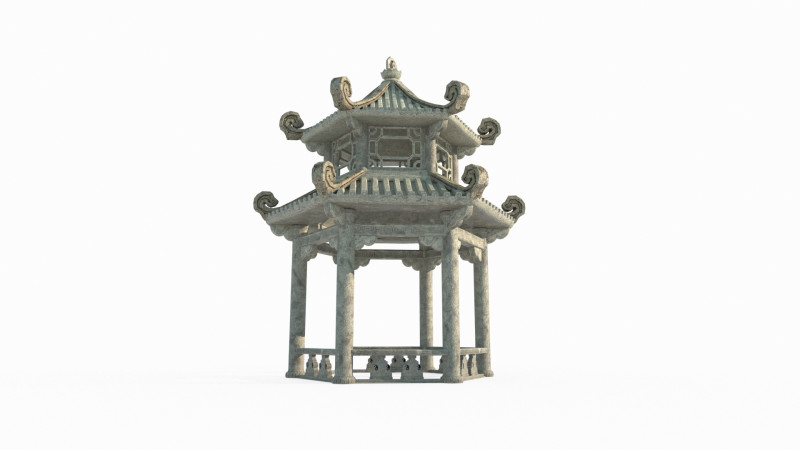 Ancient Asian architecture stone pavilion 3D Model .c4d .max .obj .3ds .fbx .stl .blend