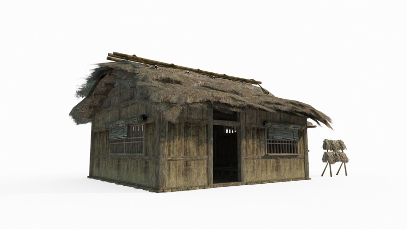 Asian ancient architecture thatched hut Modello 3D .c4d .max .obj .3ds .fbx .stl .blend 