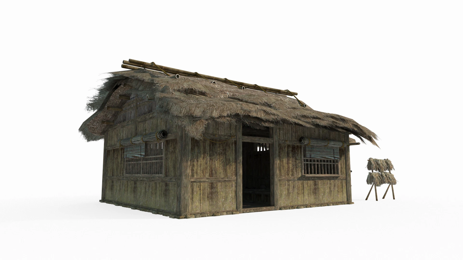 Asian ancient architecture thatched hut 3D Model .c4d .max .obj .3ds .fbx .stl .blend 