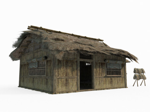 Asian ancient architecture thatched hut 3D Model