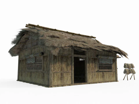 Asian ancient architecture thatched hut 3D Model